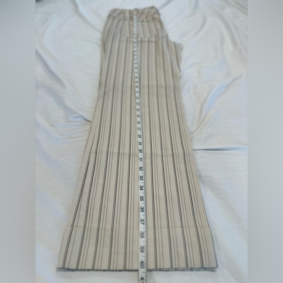 NWOT The Loft Marisa Sz: 8 Wide Leg Cream Vertical Striped Dress Pant w/tie Belt - Picture 5 of 13